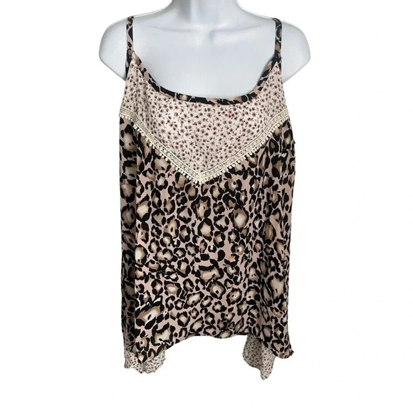 NWT Stoosh Plus Size Leopard Print Tank Top - 2X - Spaghetti Strap - Adjustable - Picture 4 of 6